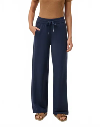 Travismathew Cloud Terry Wide Leg Pants In Navy Blazer In Blue