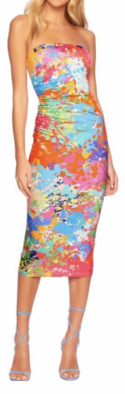 Susana Monaco Viscose Splatter Print Tube Gathered Dress In Multi In Multi