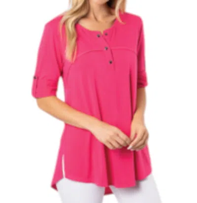 Simply Noelle Babe Snap Placket Top In Punch In Pink