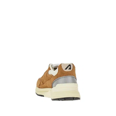 Autry Hyperway Sneakers In Cigar And Silver Mesh And Suede