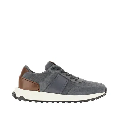 Tod's Contemporary Grey Sneakers With Suede And Leather Accents In Gray
