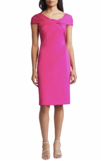 Eliza J Wrapped Neckline Midi Dress In Hot Pink In Pink