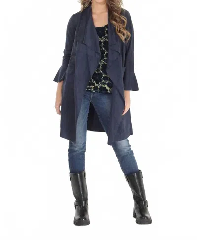 Paparazzi Women's Drape Front Bell Sleeves Jacket In Cadet Blue In Blue
