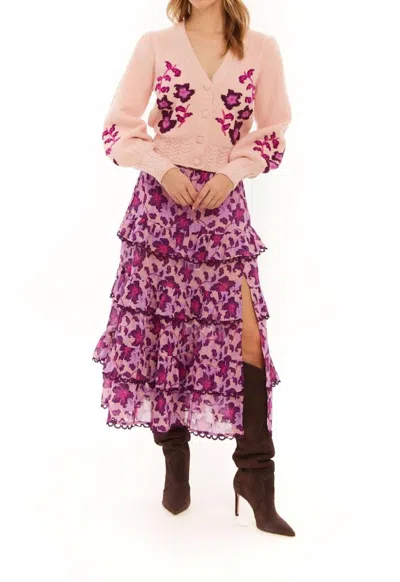 Allison New York Piper V-neck Cardigan In Pink In Multi