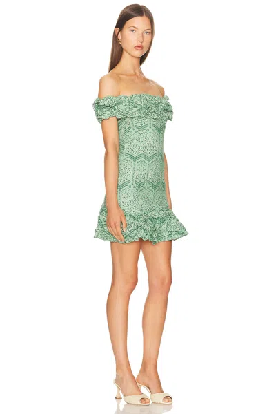 Agua By Agua Bendita Jardin Ruched Stretch-cotton Mini Dress In Green