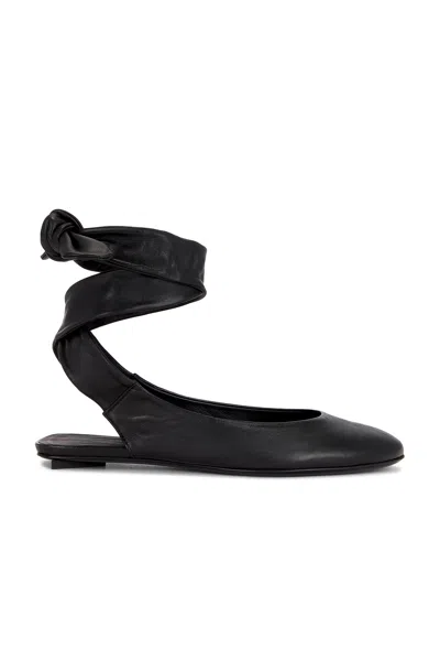Attico Wrap Ankle Flat Sole Open Back Round Toe In Black