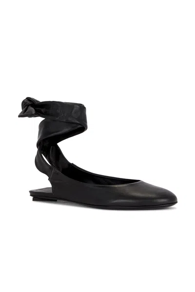 Attico Wrap Ankle Flat Sole Open Back Round Toe In Black