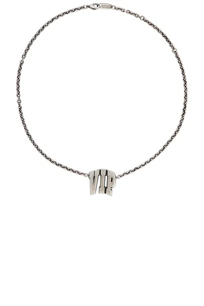Balenciaga 3 Letter Vip Necklace In Silver