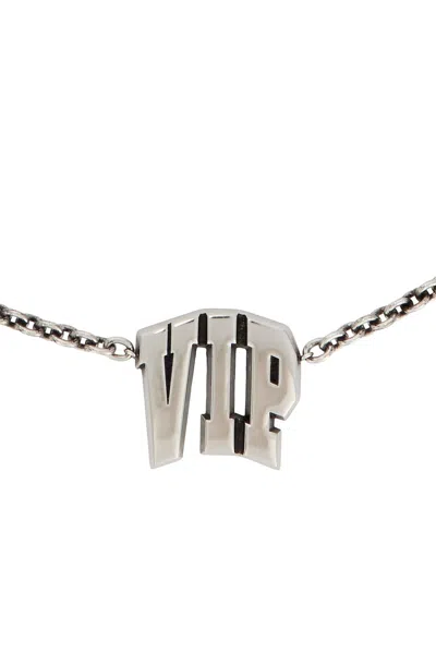 Balenciaga 3 Letter Vip Necklace In Silver