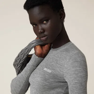Miu Miu Cashmere And Silk Sweater In Gray