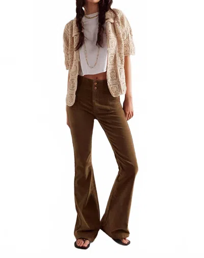 Free People Jayde Cord Flare Jeans In Fir Green In Brown