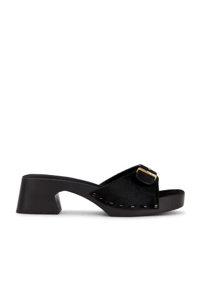 Khaite Britt Clog Haircalf Buckle Mules In Black