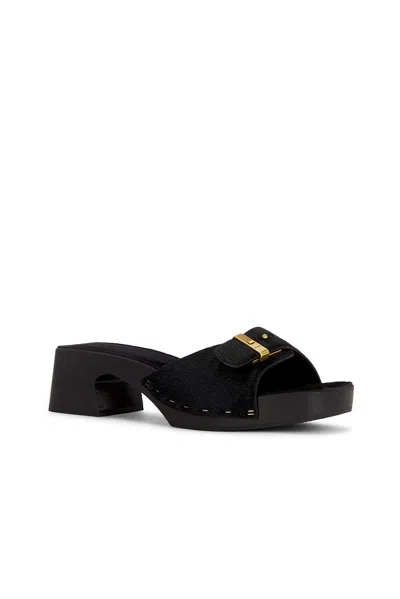 Khaite Britt Clog Haircalf Buckle Mules In Black