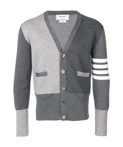 Thom Browne Gray Cardigan In Virgin Wool In Gray