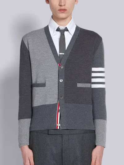Thom Browne Gray Cardigan In Virgin Wool In Gray