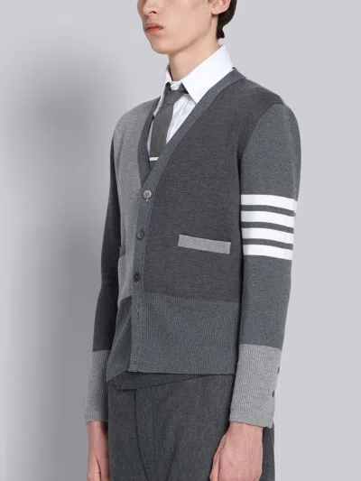 Thom Browne Gray Cardigan In Virgin Wool In Gray