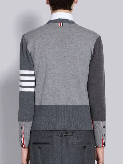 Thom Browne Gray Cardigan In Virgin Wool In Gray