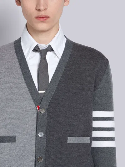 Thom Browne Gray Cardigan In Virgin Wool In Gray