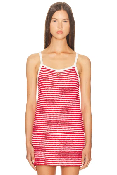 Sporty And Rich Serif Logo Striped Terry Tank Top