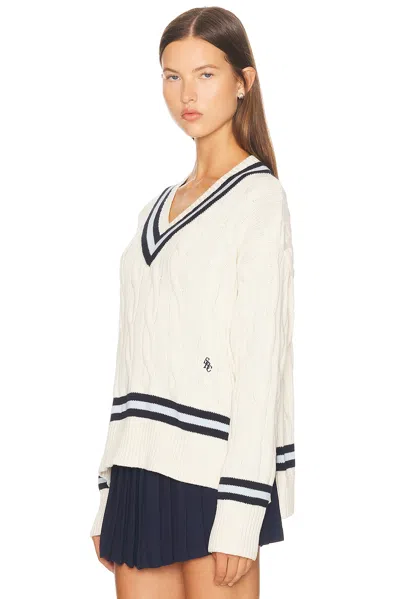 Sporty And Rich Cableknit V Neck Sweater