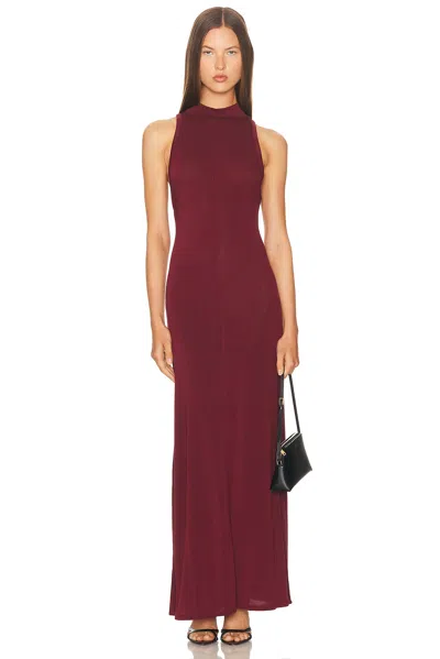 St Agni Racer Back Jersey Maxi Dress In Burgundy