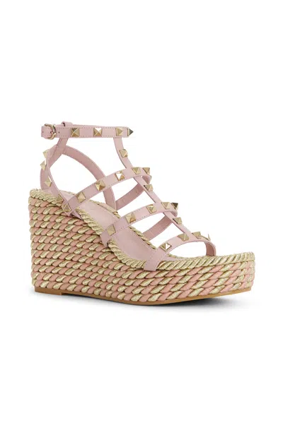 Valentino Rockstud Torchon Espadrilla Wedge