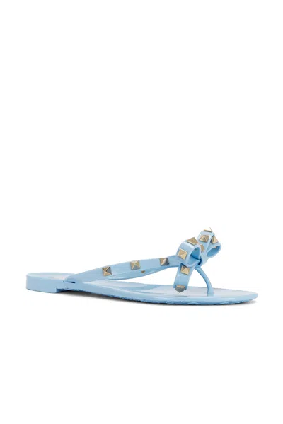 Valentino Rockstud Rubber Sandal In Blue