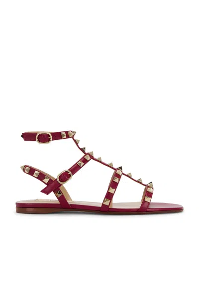 Valentino Rockstud Sandals In Red