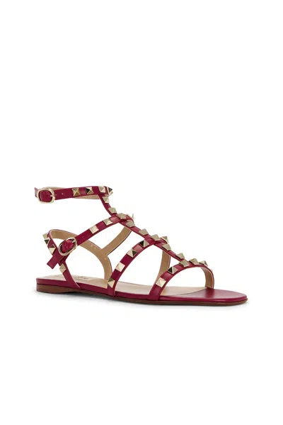 Valentino Rockstud Sandals In Red