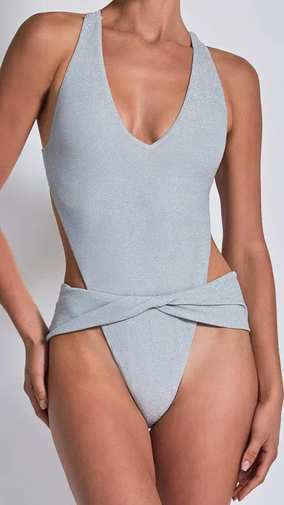Devon Windsor Cora One Piece Swimsuit In Silver Shimmer In Blue