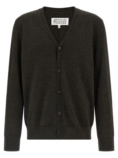 Maison Margiela Suede Patch Cardigan Sweaters And Cardigans Brown In Brown