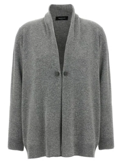 Fabiana Filippi Jewel Brooch Cardigan Sweaters And Cardigans Gray In Gray