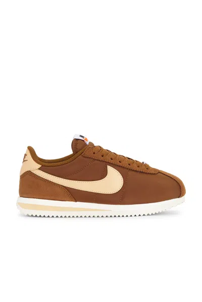 Nike Cortez Suede And Leather-trimmed Shell Sneakers In Brown