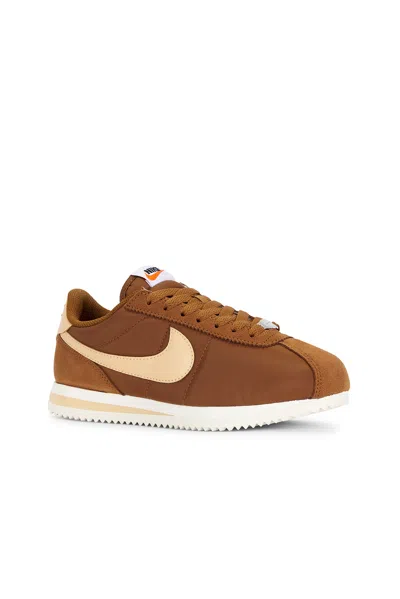 Nike Cortez Suede And Leather-trimmed Shell Sneakers In Brown