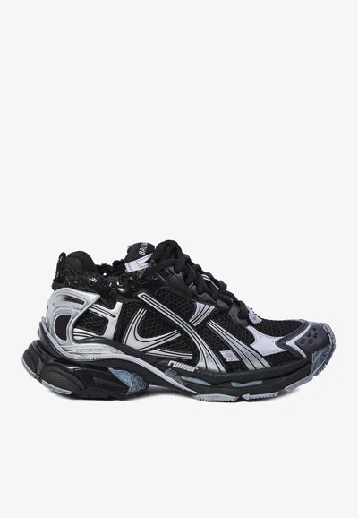 Balenciaga Mesh Runner Sneakers Embossed Size In Black