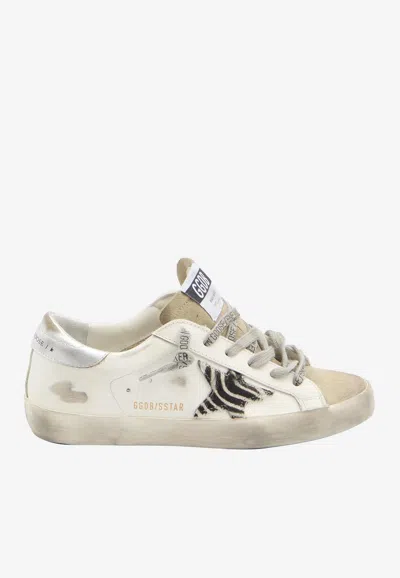 Golden Goose Db Super-star Distressed Leather Sneakers In White
