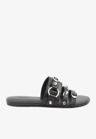 Balenciaga City Nappa Leather Flat Slides