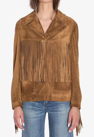 Golden Goose Db Suede Jacket With Fringes