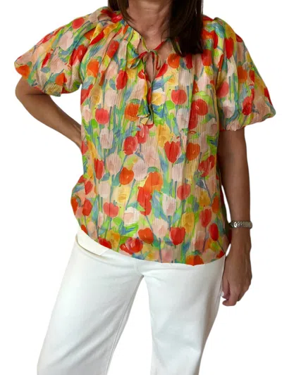 Jade Heidi Puff Sleeve Top In Multi In Multi