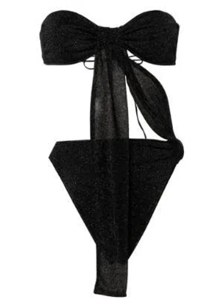 Oseree Glitter Bandeau Cut-out Swimsuit In Black