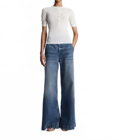 A.l.c . Fisher Stripe Rib Cotton Blend Top In White
