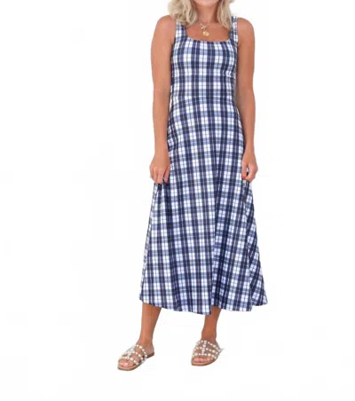 Smith & Quinn Diana Fit And Flare Midi Dress In Mariners Plaid In Blue