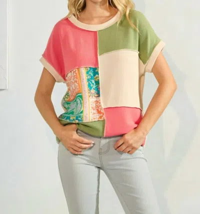 7th Ray Summer Style Top In Coral/avocado In Multi