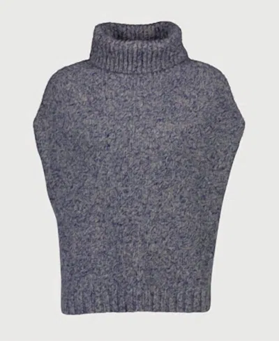 Allude Women's Sleeveless Turtleneck Sweater In Denim Blue In Gray