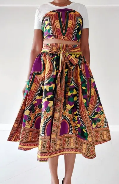 India Batik Mid Length Hostess Colorful Skirt In Purple