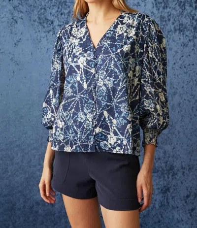 Marie Oliver Imogen Blouse In Batik Floral In Blue
