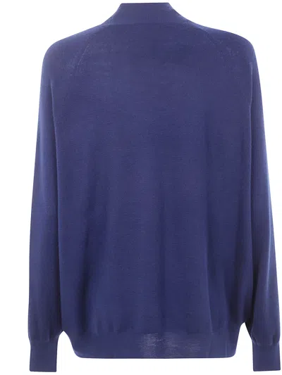 Aspesi Raglan-sleeve Wool Sweater In Blue