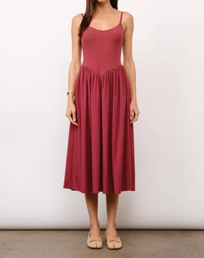 Loucia Chloe Contrast Rib Midi Dress In Rosewood