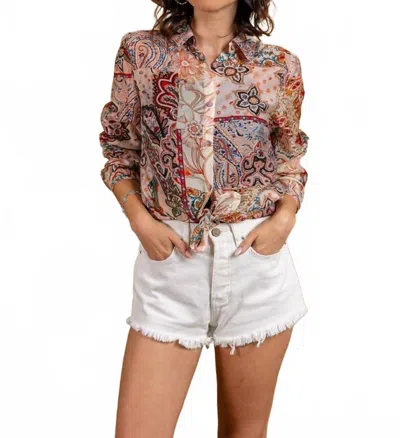 Paparazzi Women's Button Front Shirt In Patchwork In Multi