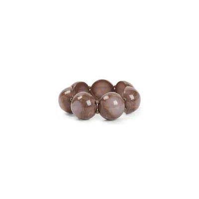 Giorgio Armani Beaded Polyester Elasticated Bracelet Half Sphere In Brown